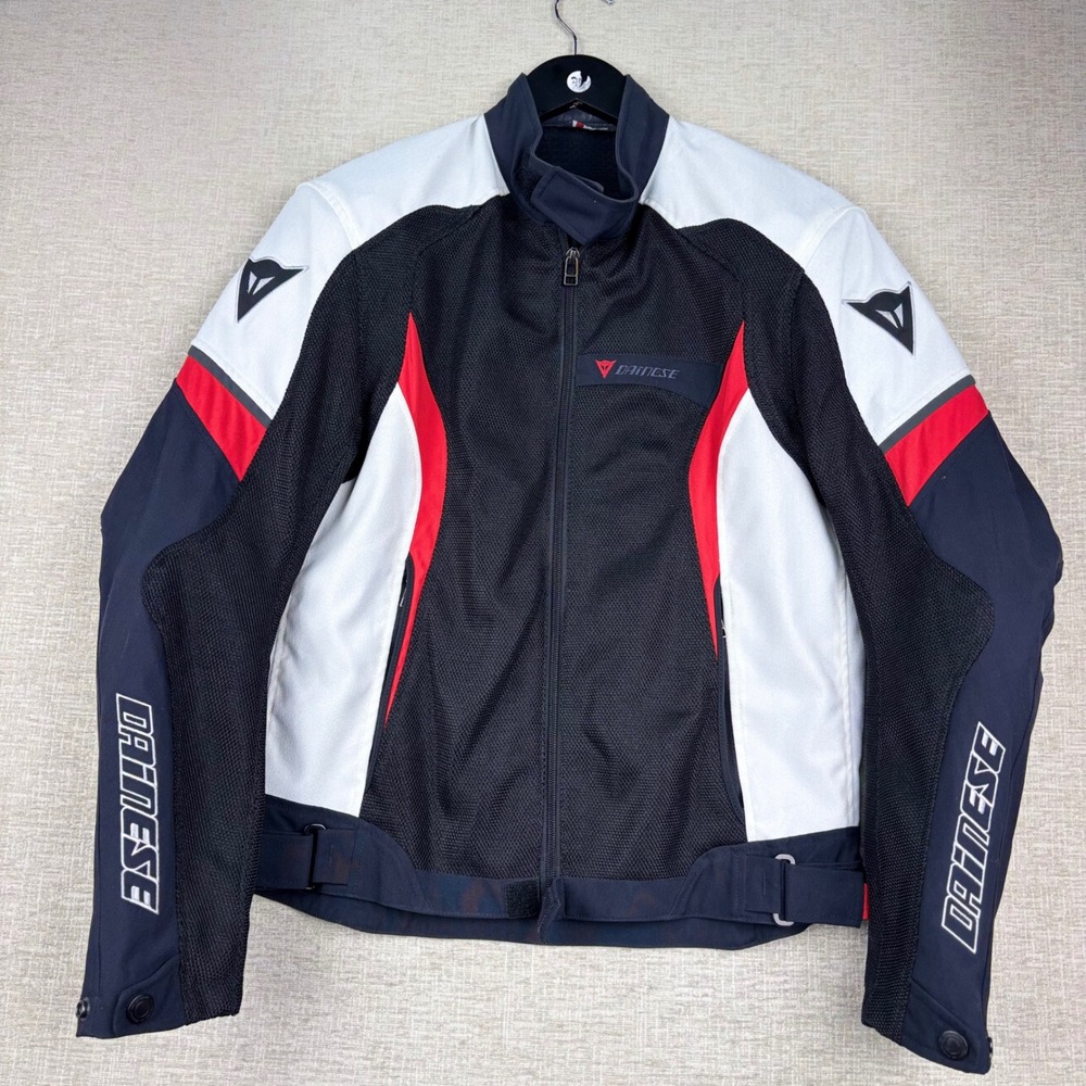 Dainese Mesh Textile Motorcycle Riding Jacket Black White Red Mens Small